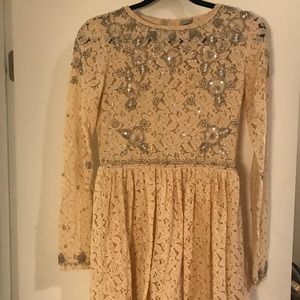 ASOS cream lace embellished dress